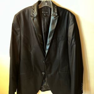 Slim fit leather blazer